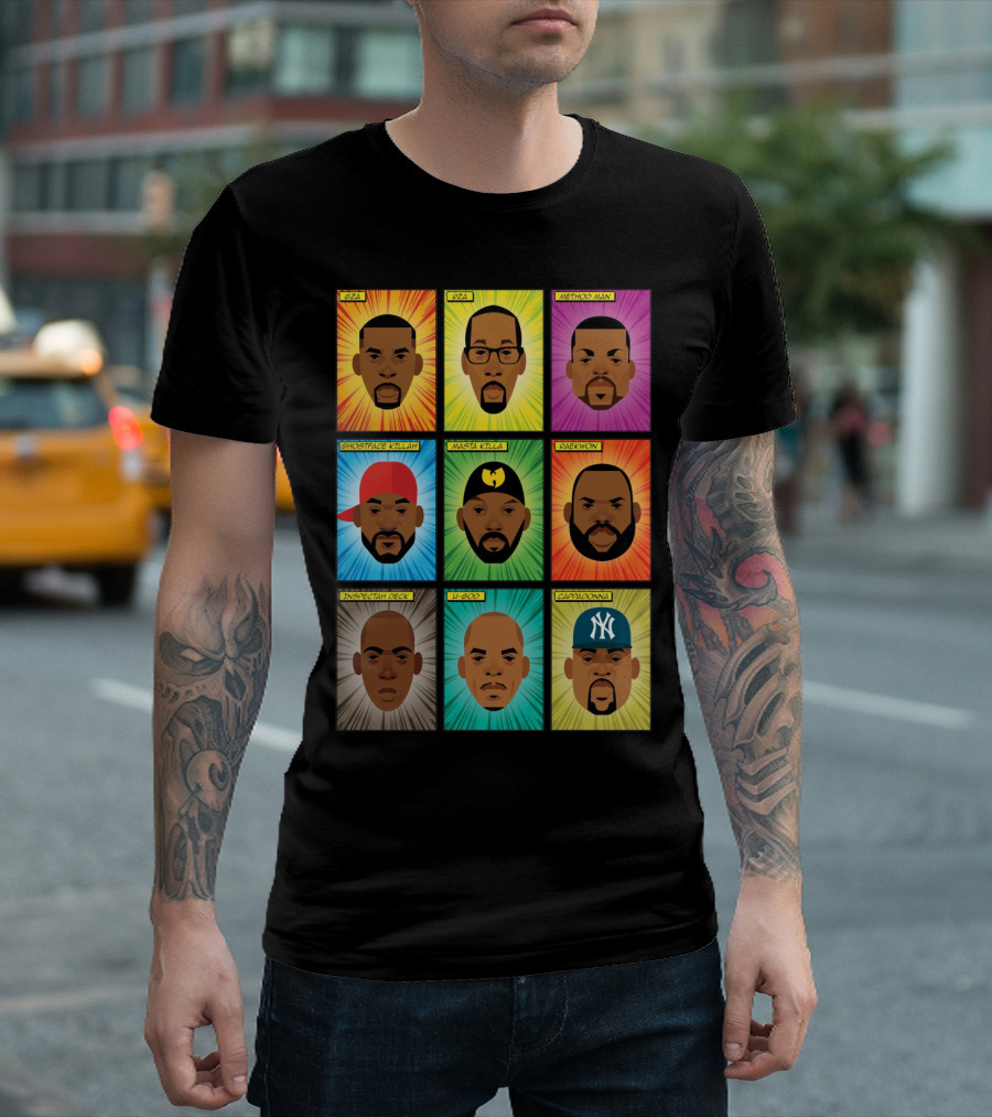 Wu-Tang Clan Gza Rza Method Man Ghostface Killah Masta Killa Raekwon Inspectah Deck U-God Cappadonna Portraits T-Shirt