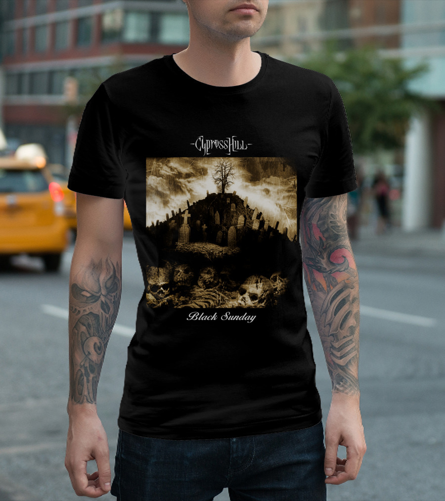 Cypress Hill Black Sunday Graveyard Skulls T-Shirt