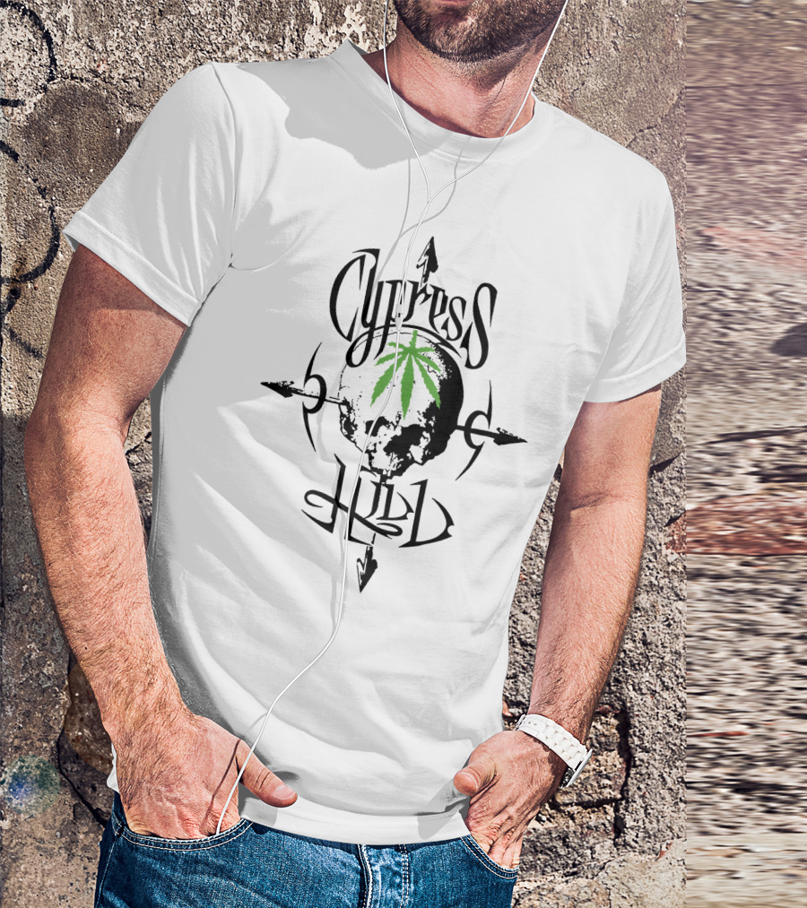 Cypress Hill Skull Logo With Green Leaf And Arrows T-Shirt