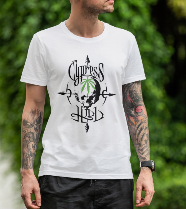 Cypress Hill Skull Logo With Green Leaf And Arrows T-Shirt