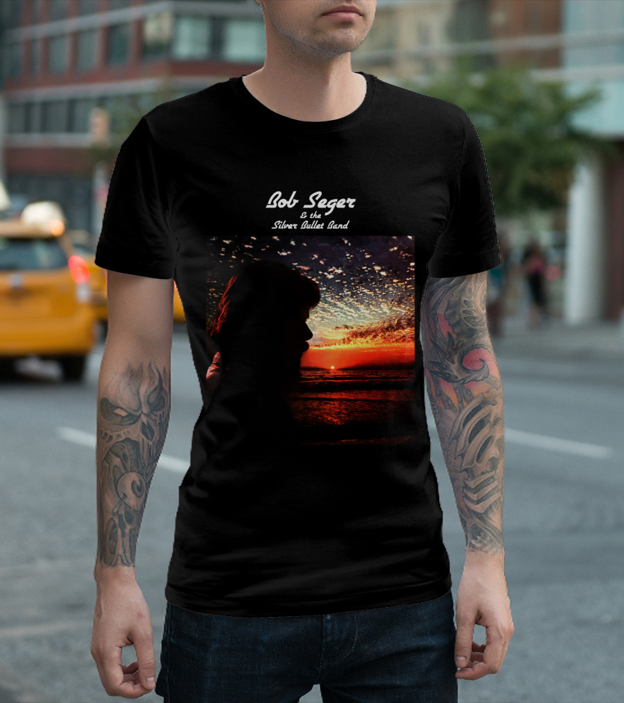 Bob Seger & The Silver Bullet Band Sunset Ocean Silhouette Scene T-Shirt