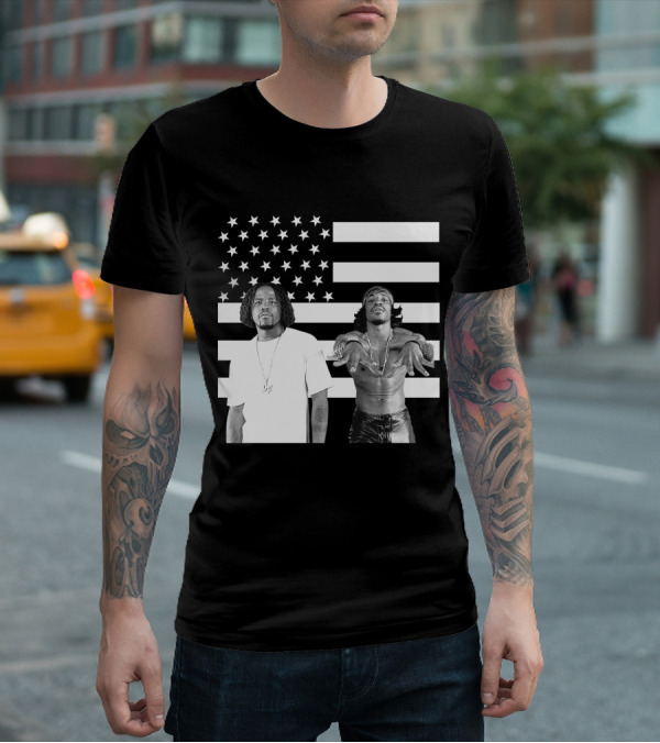 Outkast American Flag Style Black And White Duo T-Shirt