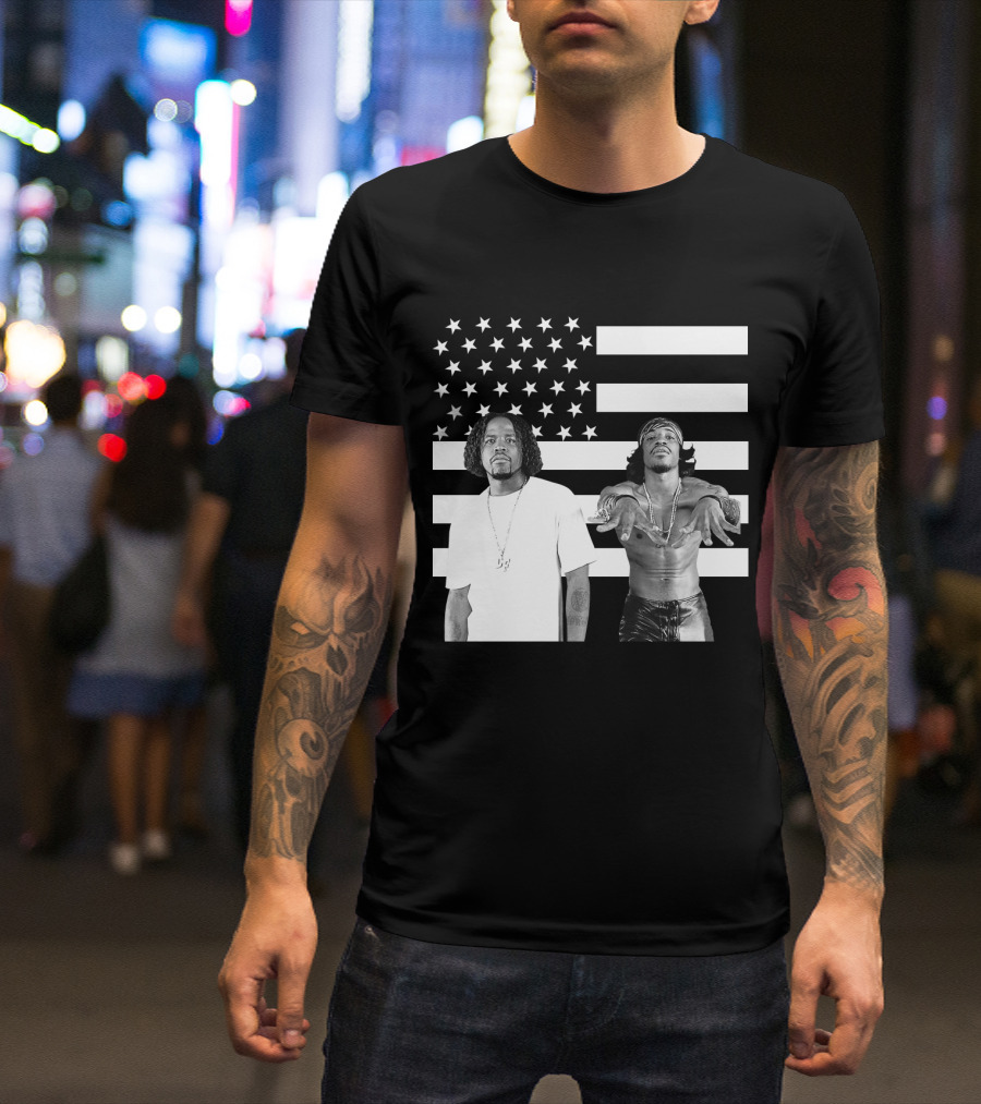 Outkast American Flag Style Black And White Duo T-Shirt