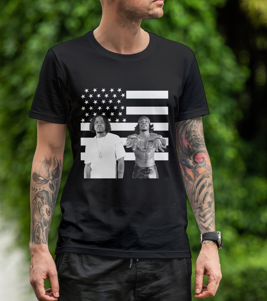 Outkast American Flag Style Black And White Duo T-Shirt
