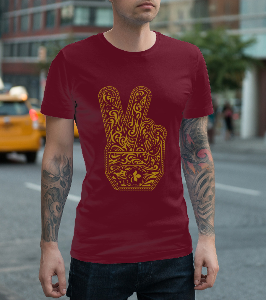 Stp Peace Hand Vintage Ornate Fleur-De-Lis T-Shirt