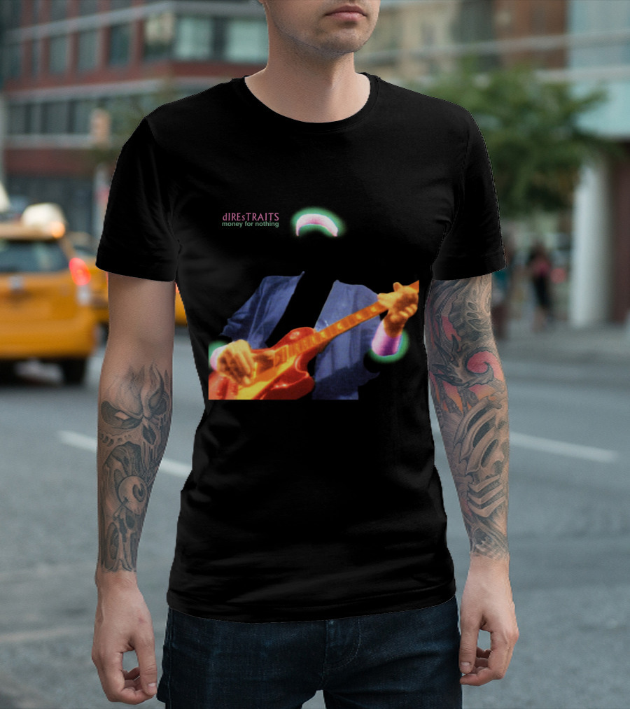 Dire Straits Money For Nothing Iconic Neon Guitar T-Shirt