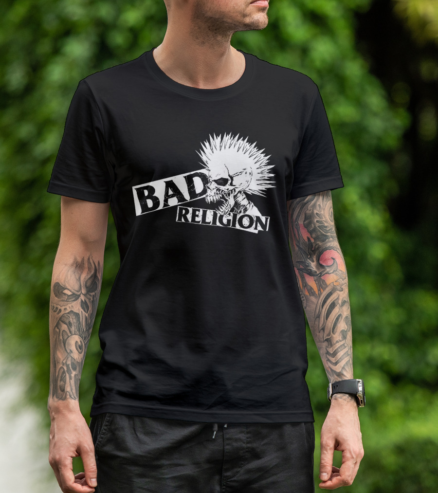 Bad Religion Punk Skull Mohawk T-Shirt