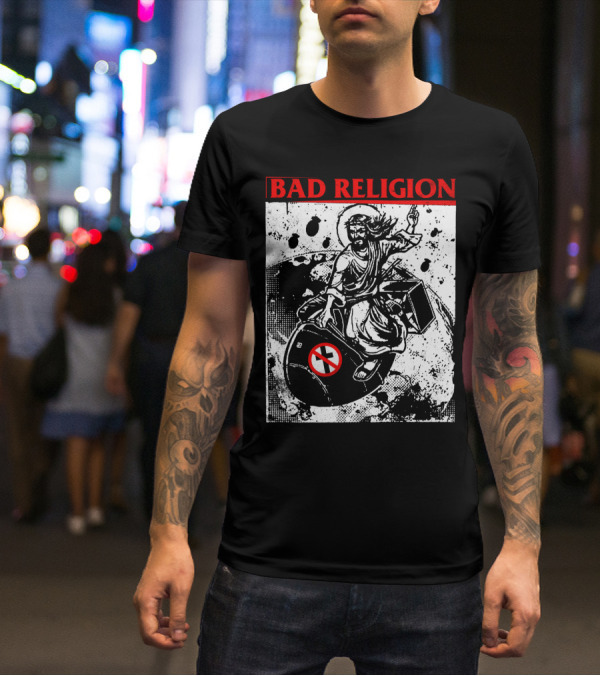 Bad Religion Jesus Riding Bomb Artwork T-Shirt