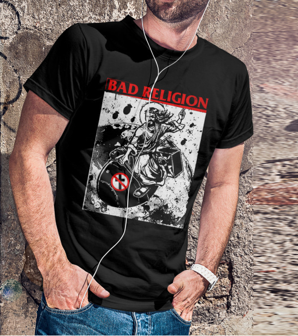 Bad Religion Jesus Riding Bomb Artwork T-Shirt