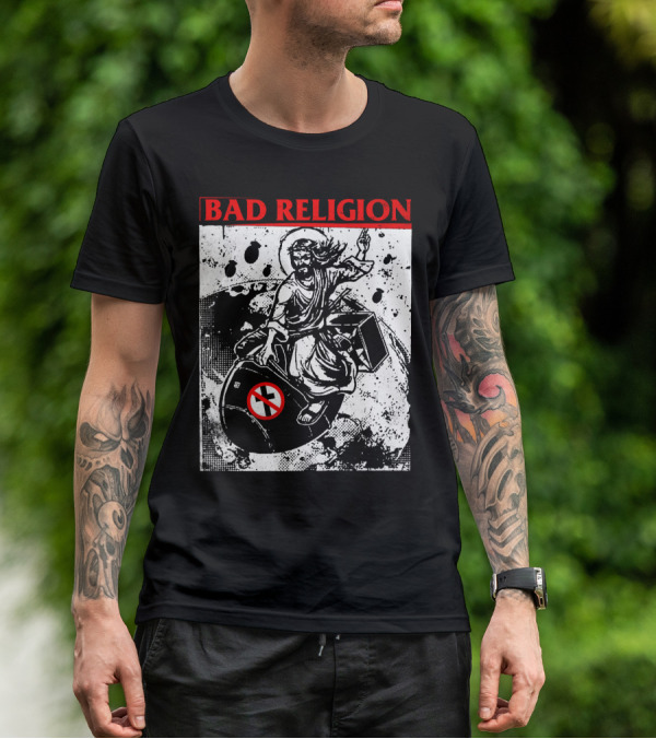 Bad Religion Jesus Riding Bomb Artwork T-Shirt