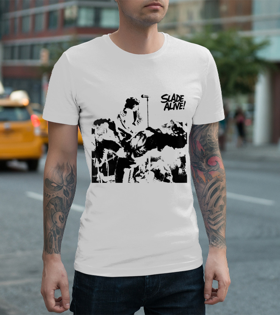 Slade Alive! Retro Concert Photo Black And White T-Shirt