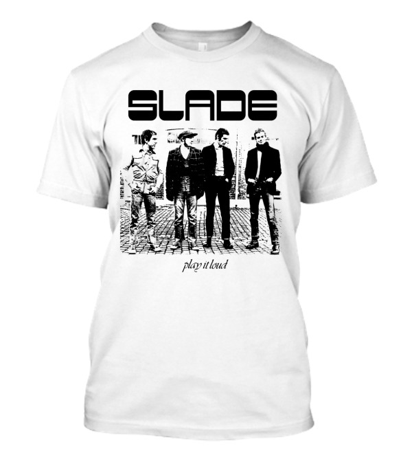 Slade Play It Loud Band Members Black And White Group Photo T-Shirt