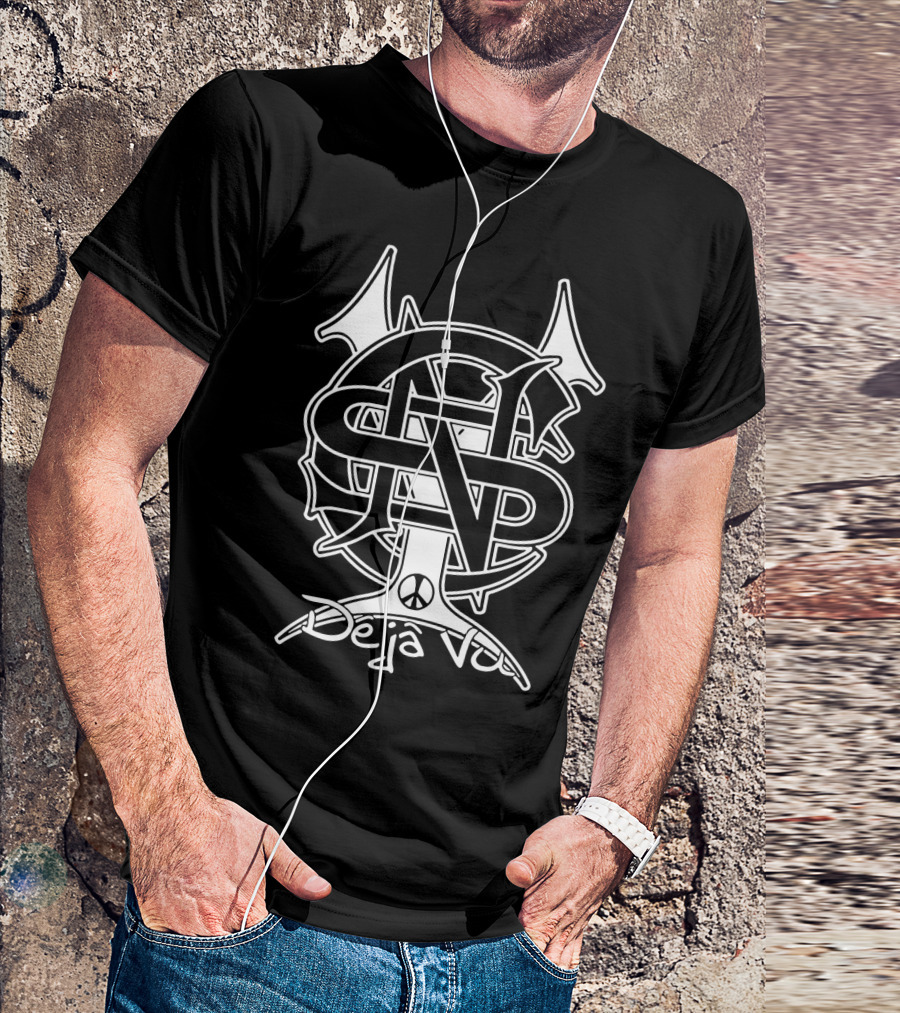 Crosby Stills Nash And Young Deja Vu Peace Symbol T-Shirt