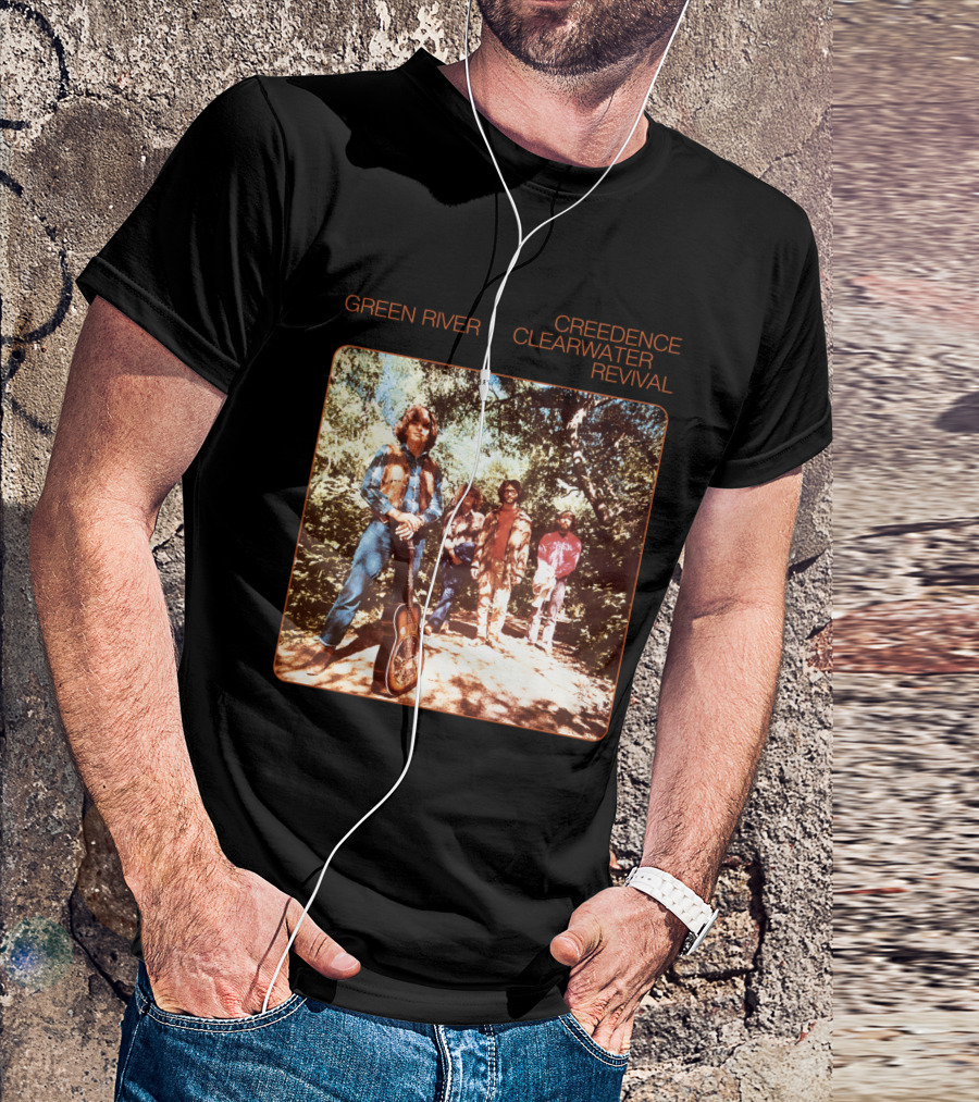 Creedence Clearwater Revival Green River Album Cover Group Photo T-Shirt