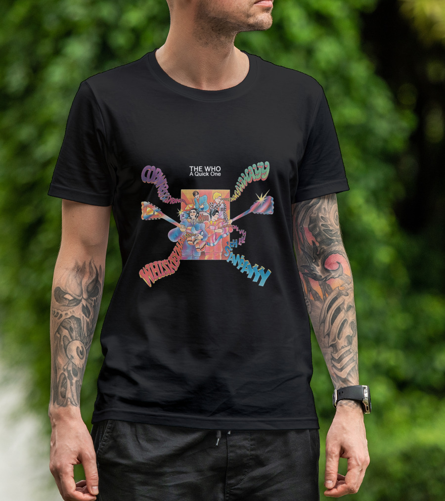 The Who A Quick One Colorful Band Members Cartoon Text Explosion T-Shirt