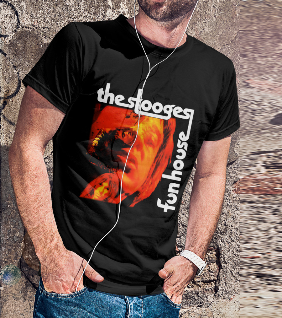 The Stooges Fun House 1970 Album Cover Art With Band Faces In Red And Orange T-Shirt