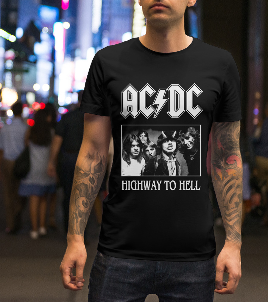 Ac Dc Highway To Hell Band Photo T-Shirt