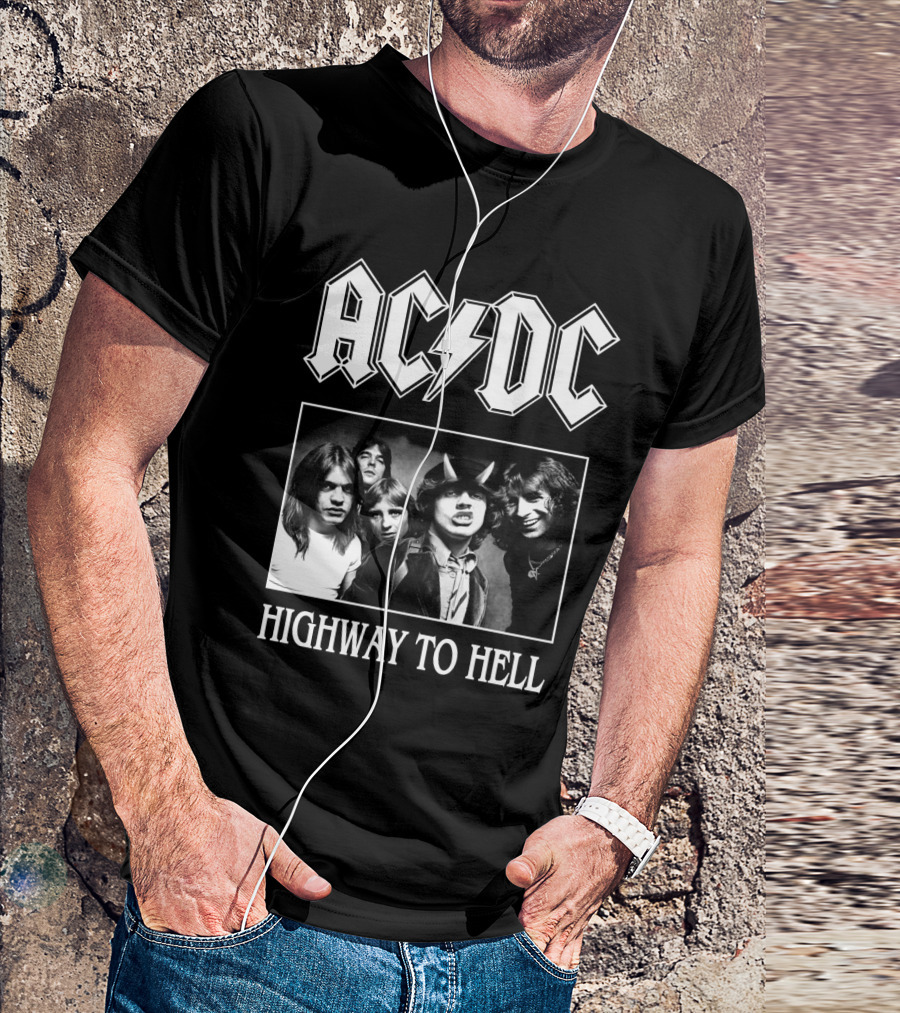 Ac Dc Highway To Hell Band Photo T-Shirt