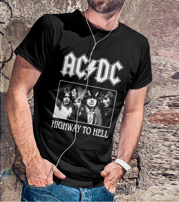 Ac Dc Highway To Hell Band Photo T-Shirt