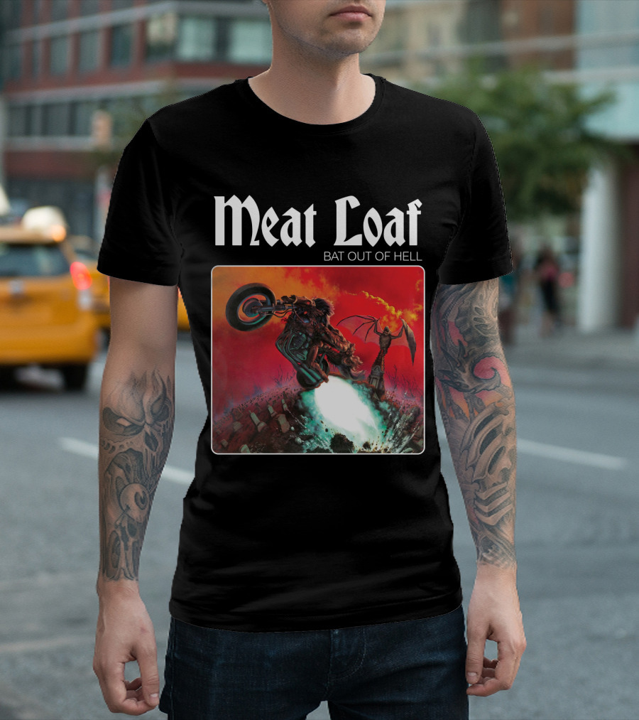 Meat Loaf Bat Out of Hell Motorcycle and Bat T-Shirt