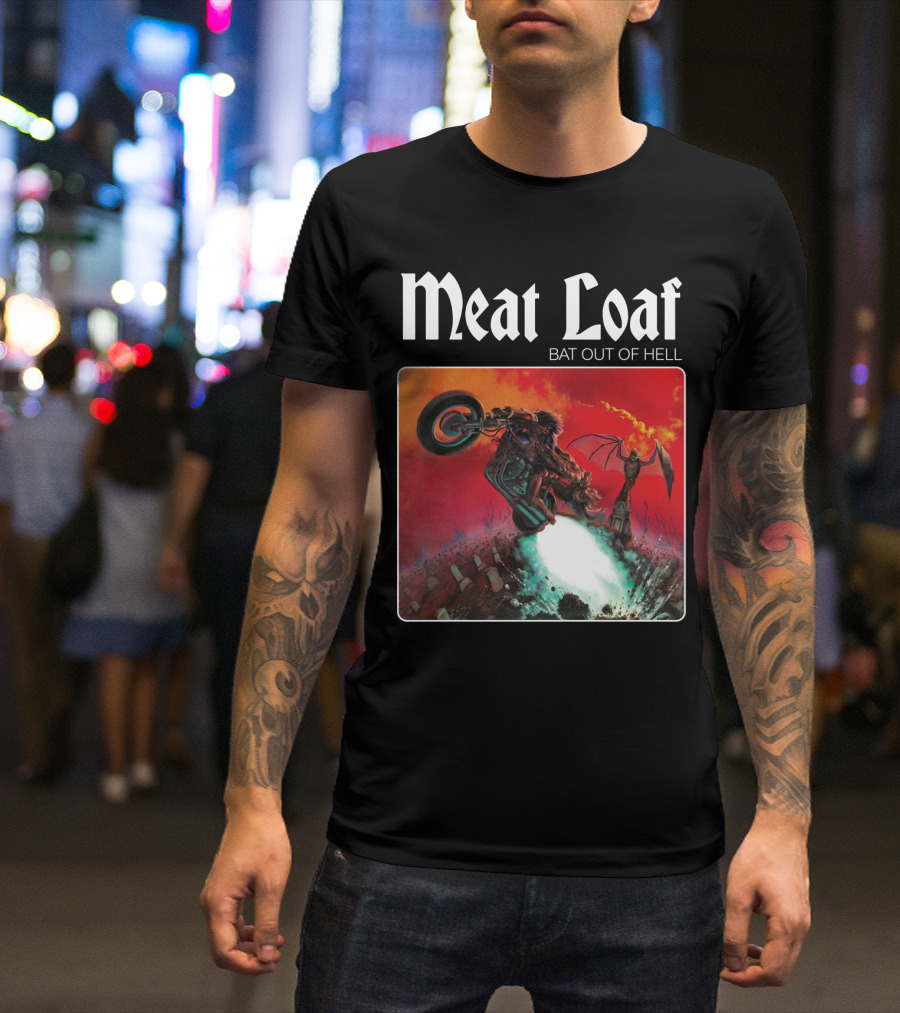 Meat Loaf Bat Out Of Hell Motorcycle And Bat T-Shirt