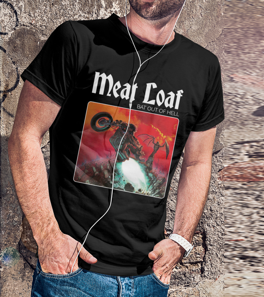 Meat Loaf Bat Out Of Hell Motorcycle And Bat T-Shirt