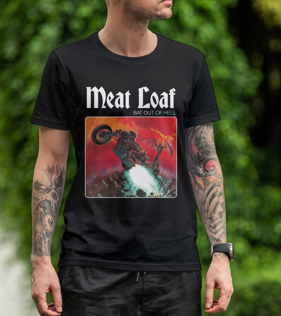 Meat Loaf Bat Out Of Hell Motorcycle And Bat T-Shirt