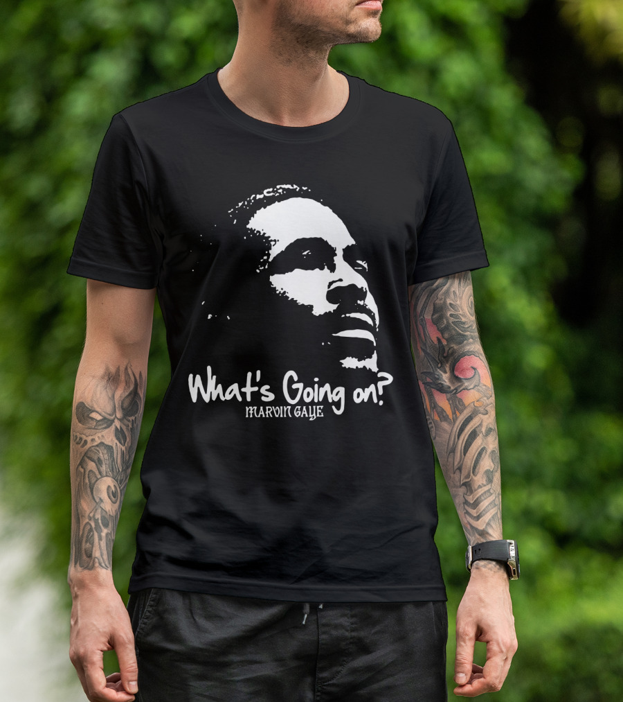Marvin Gaye What's Going On 1971 Album Cover Art Iconic Black And White Silhouette T-Shirt