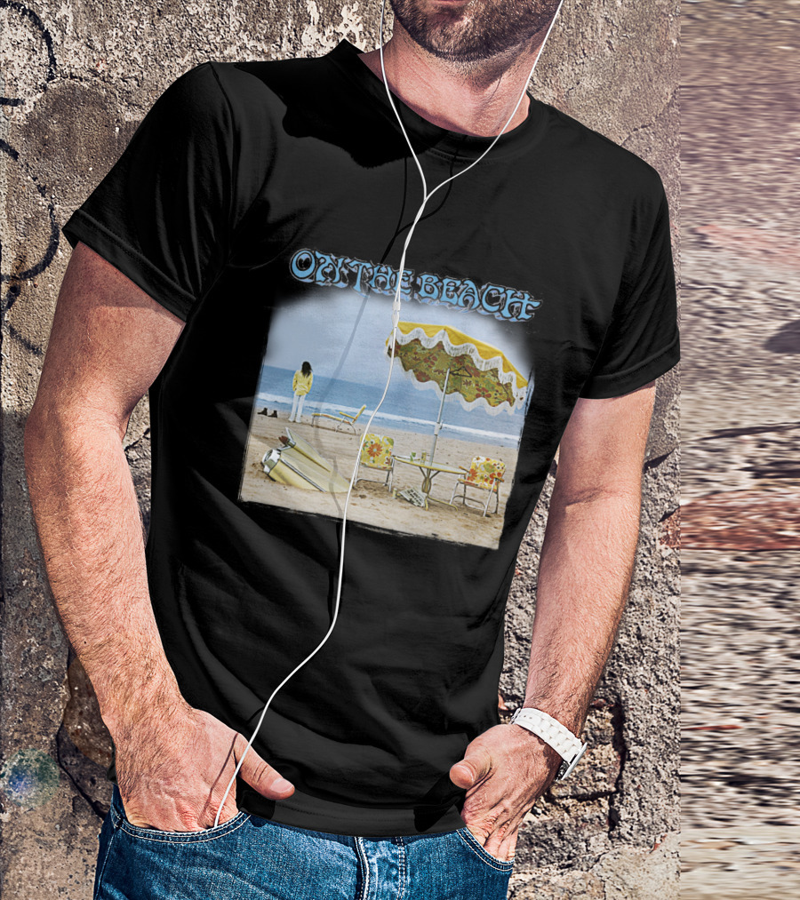 Neil Young On The Beach Vintage Album Cover Surreal Coastal Scene T-Shirt