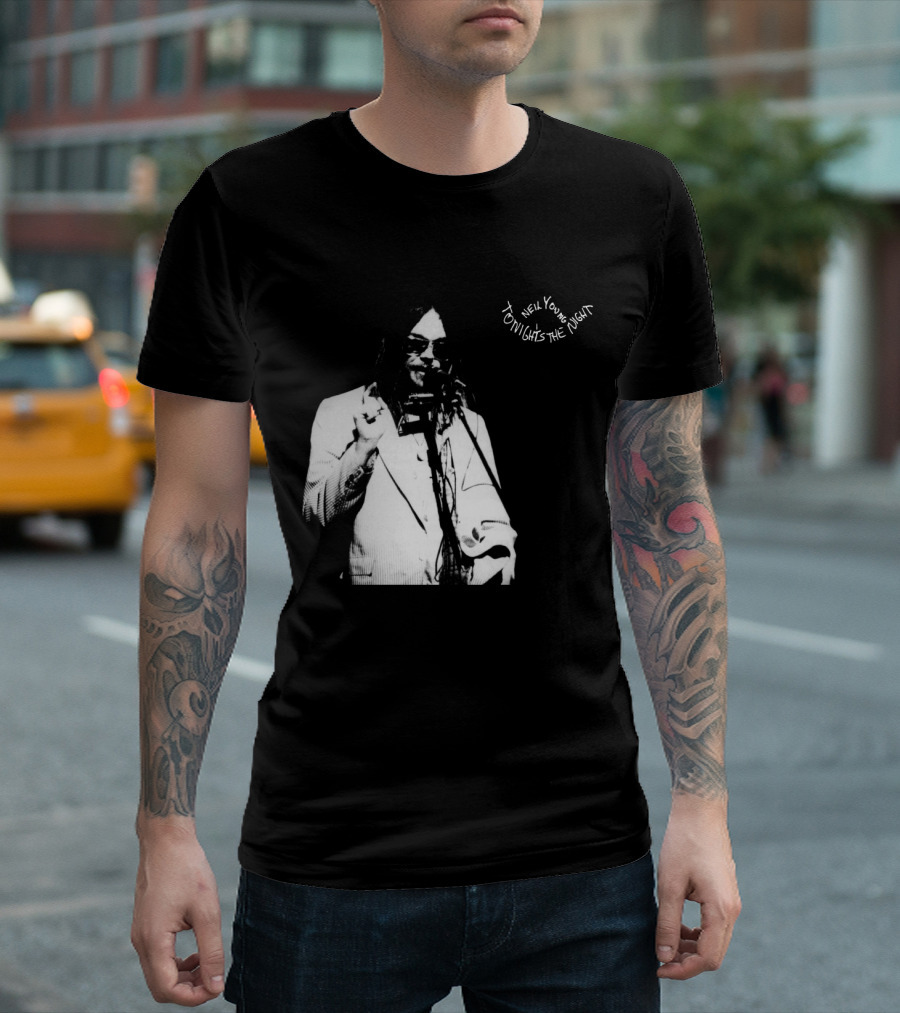 Neil Young Tonight's the Night Black and White Photo T-Shirt