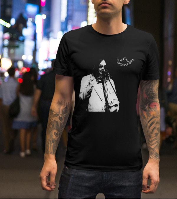 Neil Young Tonight's The Night Black And White Photo T-Shirt