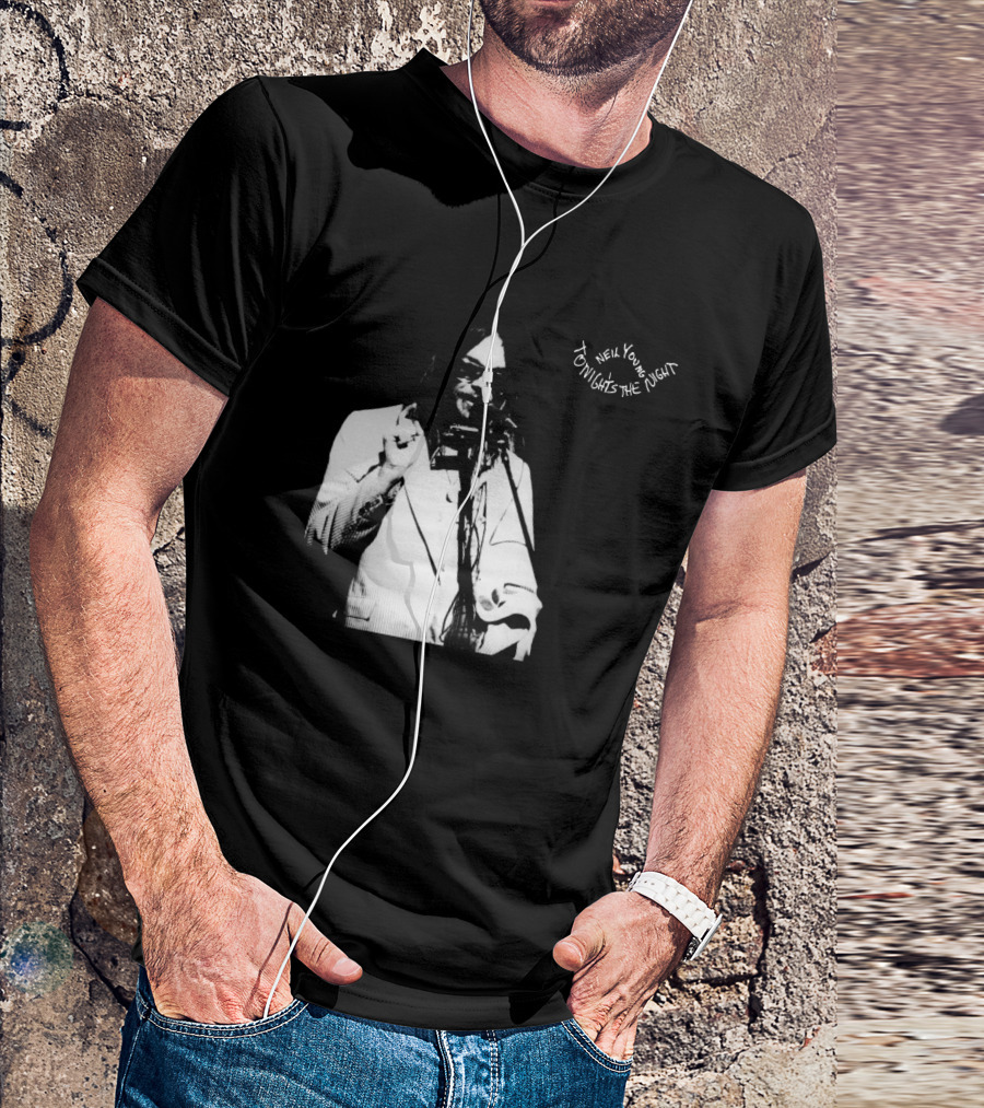Neil Young Tonight's The Night Black And White Photo T-Shirt