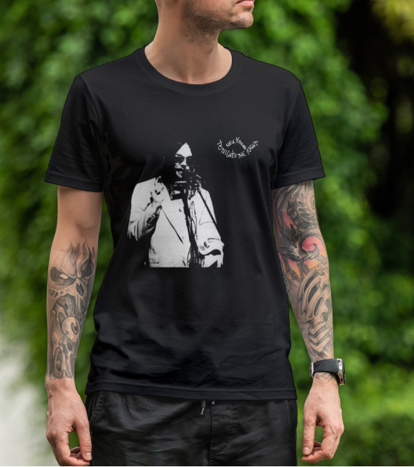 Neil Young Tonight's The Night Black And White Photo T-Shirt