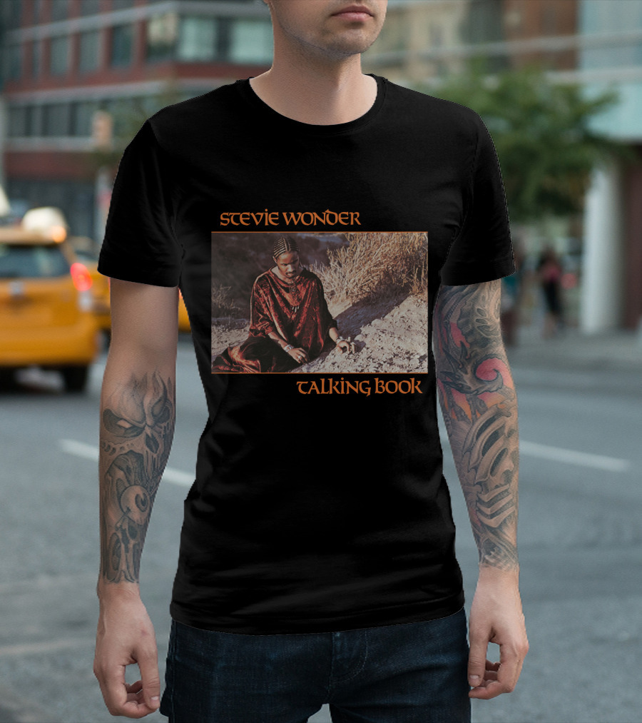 Stevie Wonder Sitting In Sand Talking Book Cover T-Shirt