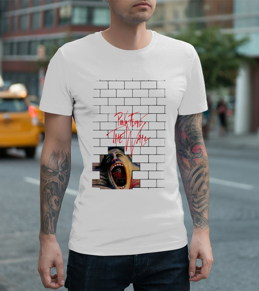 Pink Floyd The Wall Scream Art On Brick T-Shirt