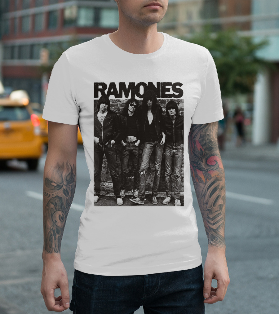 Ramones Black And White Band Photo Iconic Punk Rock Group T-Shirt