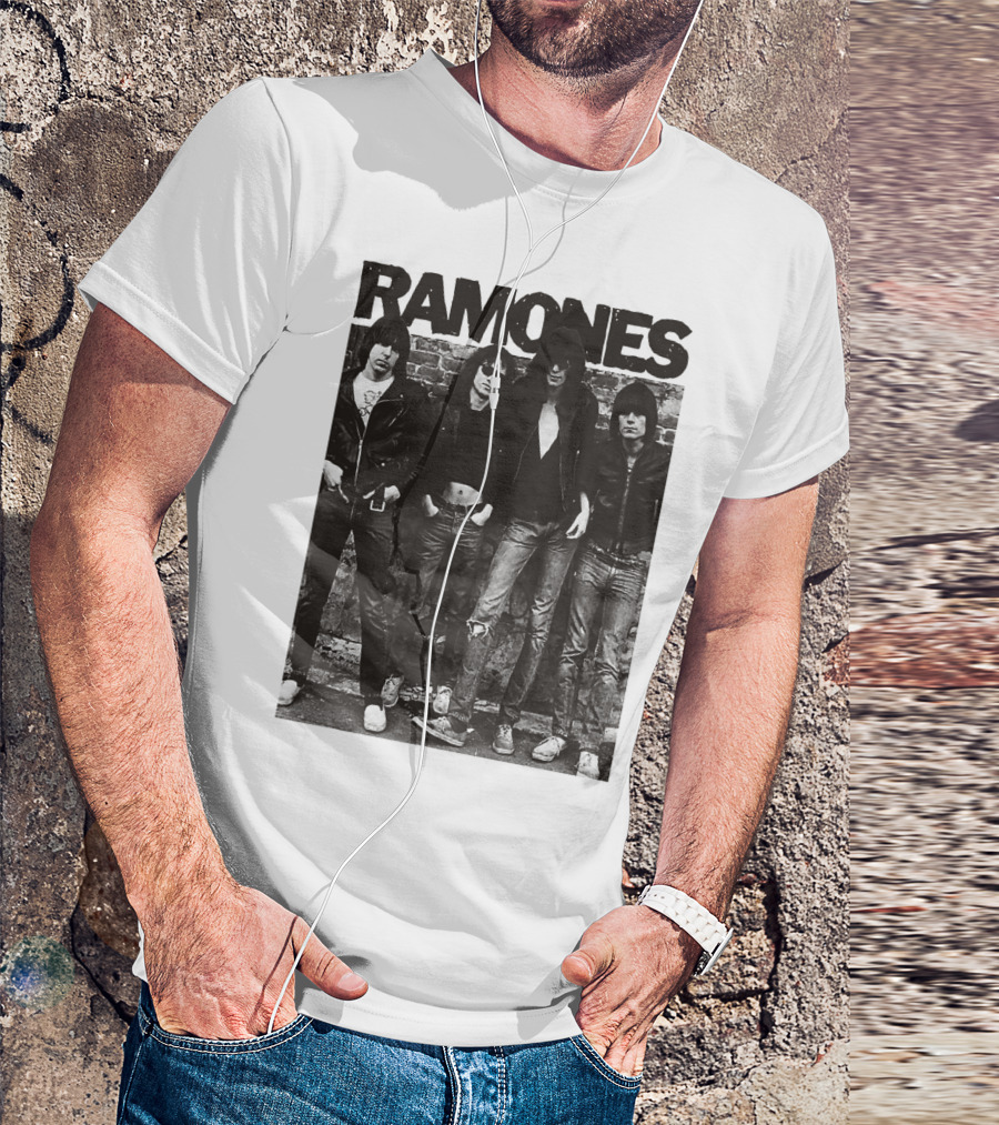 Ramones Black And White Band Photo Iconic Punk Rock Group T-Shirt