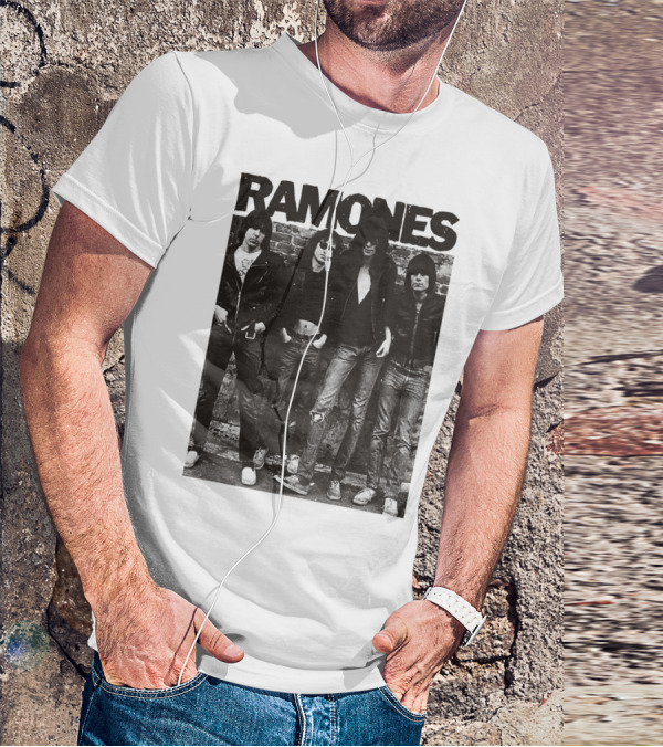 Ramones Black And White Band Photo Iconic Punk Rock Group T-Shirt