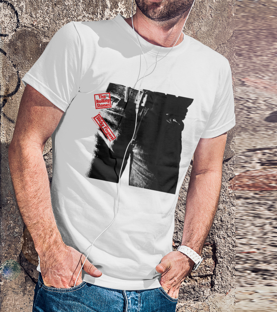 The Rolling Stones Sticky Fingers 1971 Iconic Black And White Jean Zipper T-Shirt