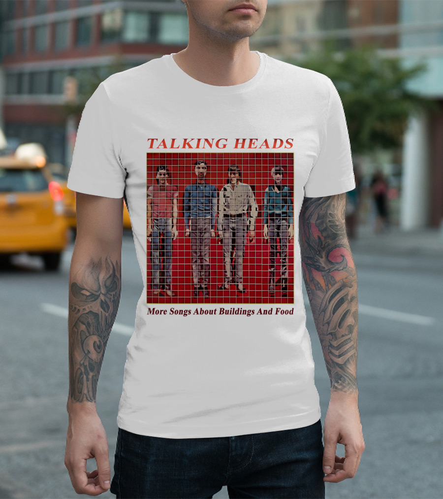 TALKING HEADS More Songs About Buildings And Food Album Cover with Grid T-Shirt