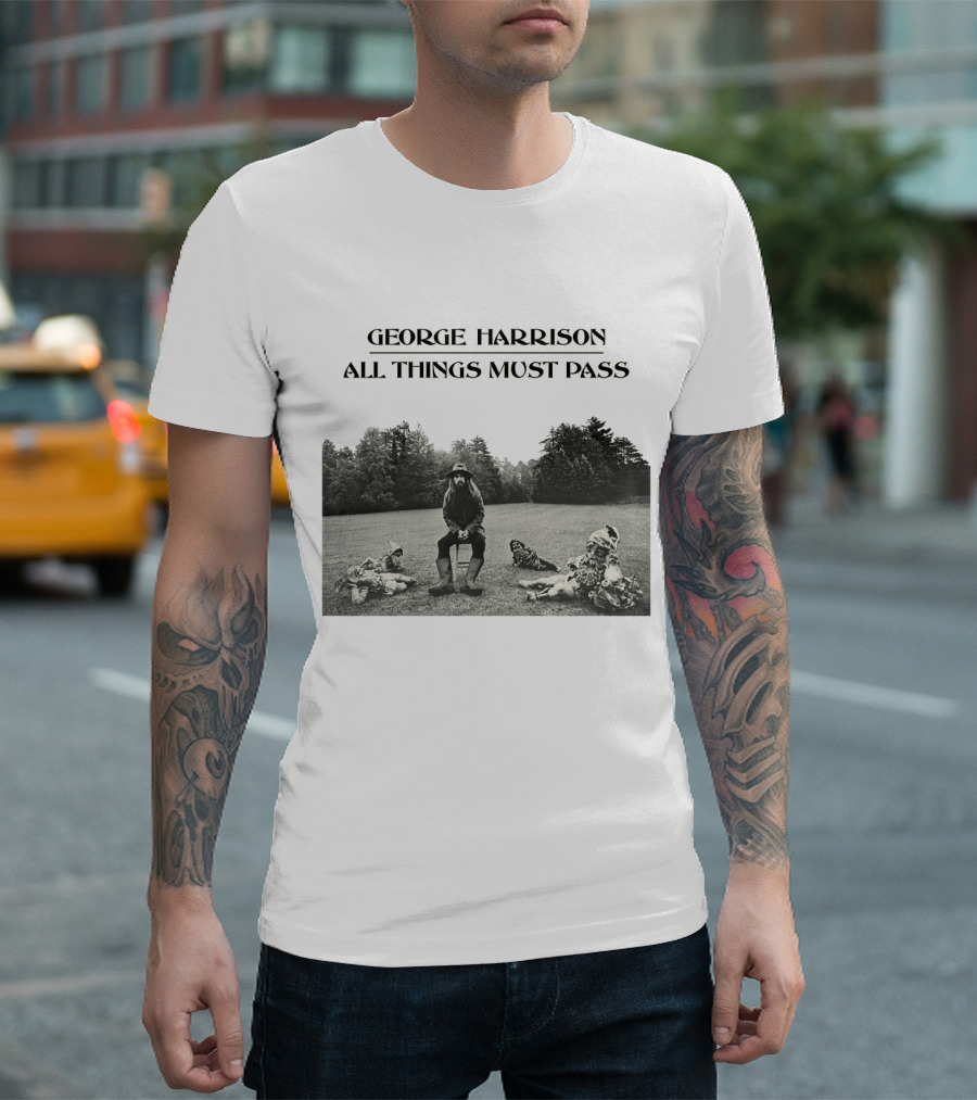 George Harrison All Things Must Pass 1970 Album Cover Black And White Photo T-Shirt