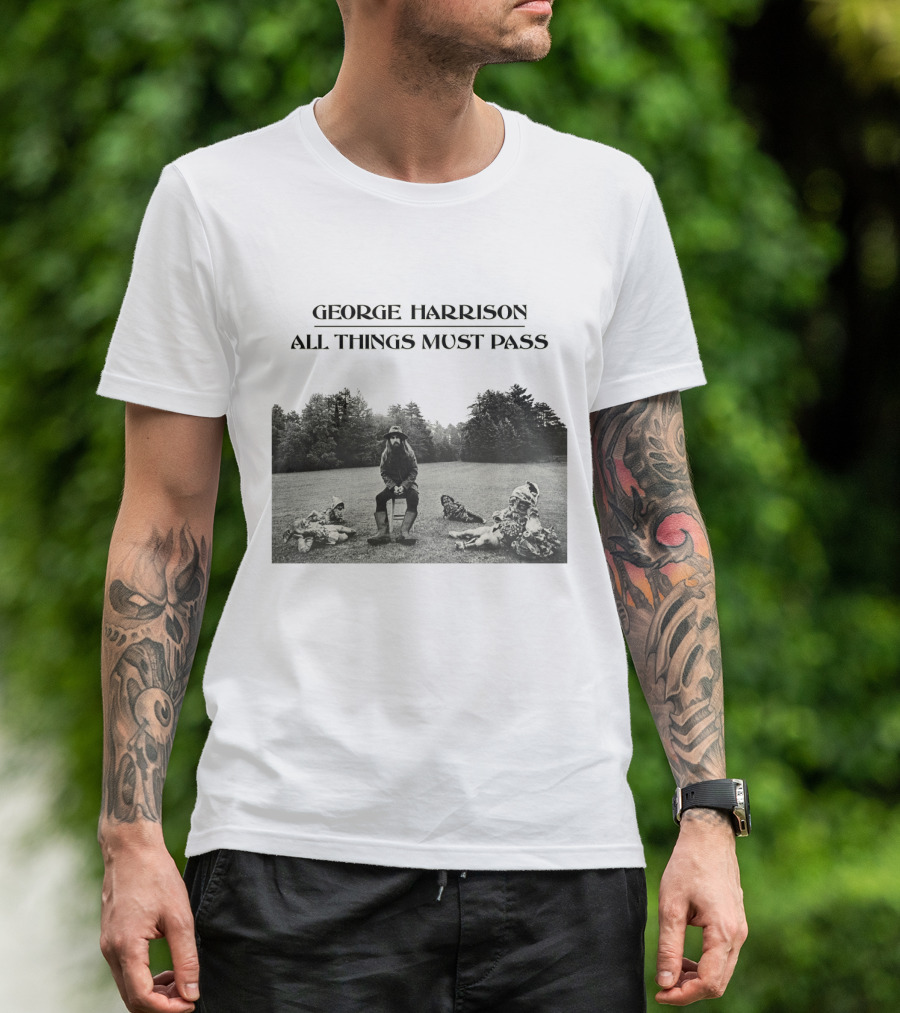 George Harrison All Things Must Pass 1970 Album Cover Black And White Photo T-Shirt