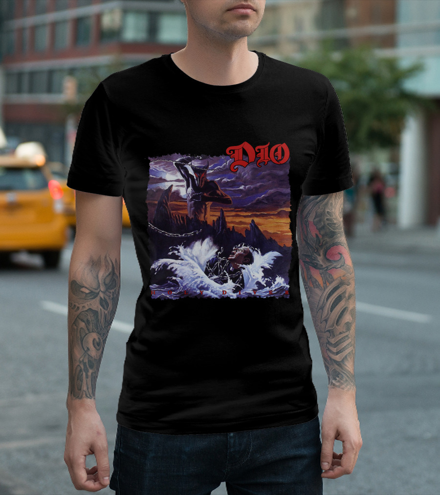Dio Holy Diver Vintage Album Artwork Ocean Demon And Chains T-Shirt