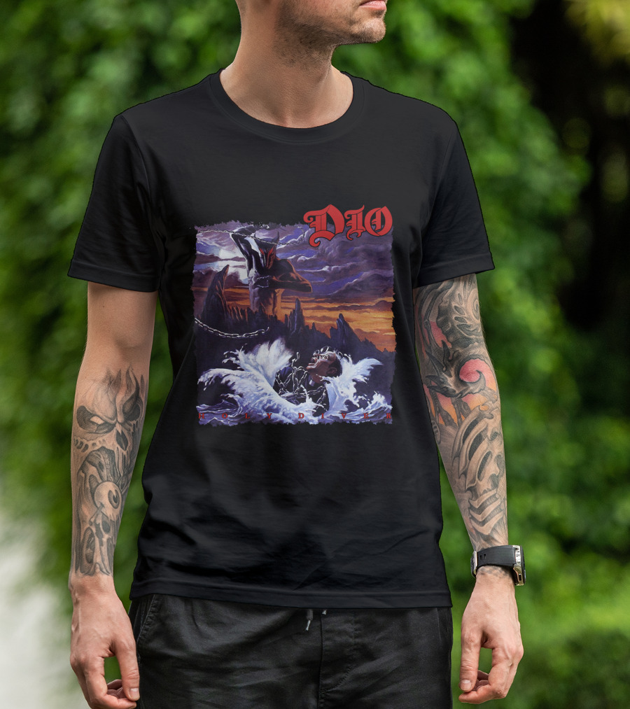 Dio Holy Diver Vintage Album Artwork Ocean Demon And Chains T-Shirt