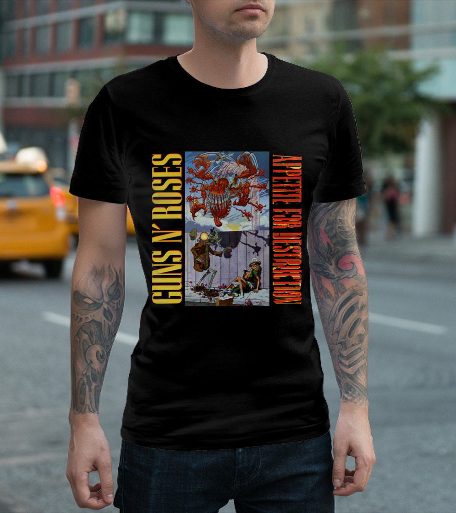 Guns N' Roses Appetite For Destruction Album Cover Art Vintage Style T-Shirt