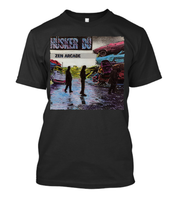 Husker Du Zen Arcade Album Cover With Silhouetted Figures And Junkyard Scene T-Shirt
