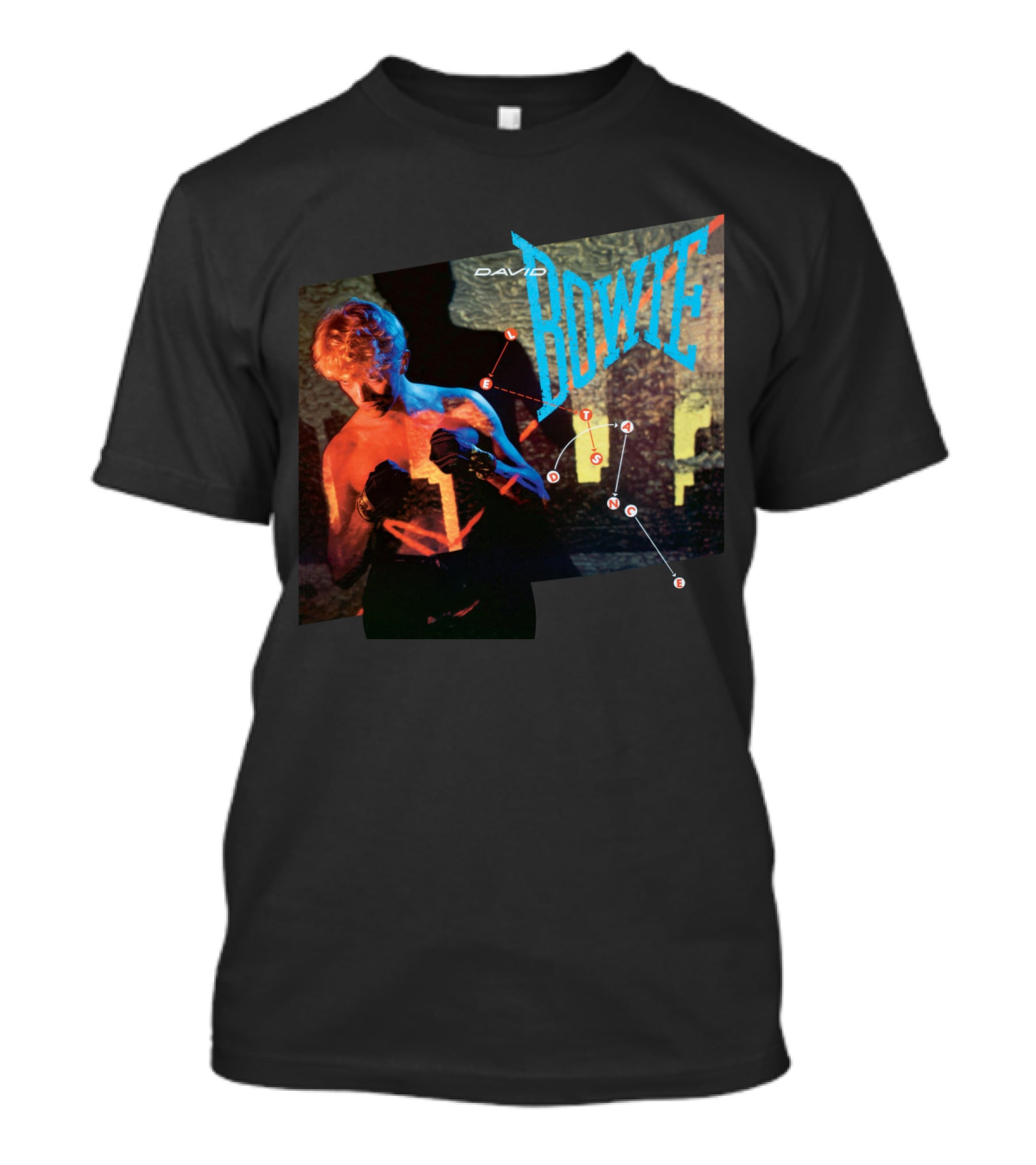 David Bowie Let's Dance Album Cover Art With Boxing Pose And Geometric Lines T-Shirt