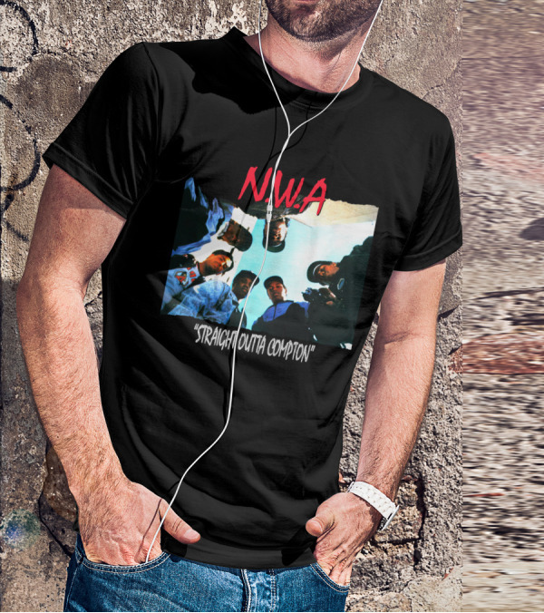 N.w.a Straight Outta Compton Black Crew Portrait 90S Style T-Shirt