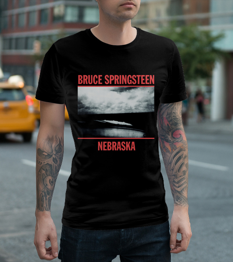 Bruce Springsteen Nebraska Album Cover Imagery Black and White Clouds T-Shirt