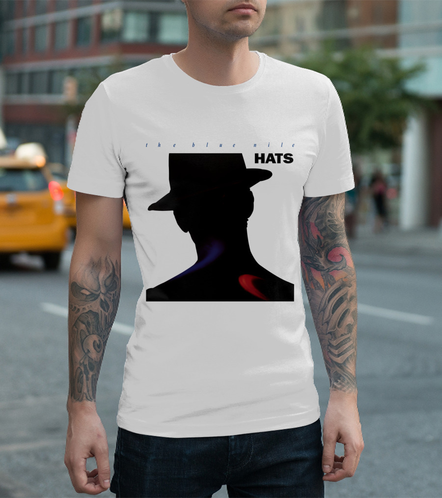 The Blue Nile Hats Silhouette With Hat In Black And Blue Accents T-Shirt